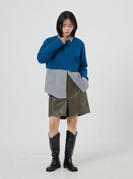 Faux Leather Bermuda Shorts OM303