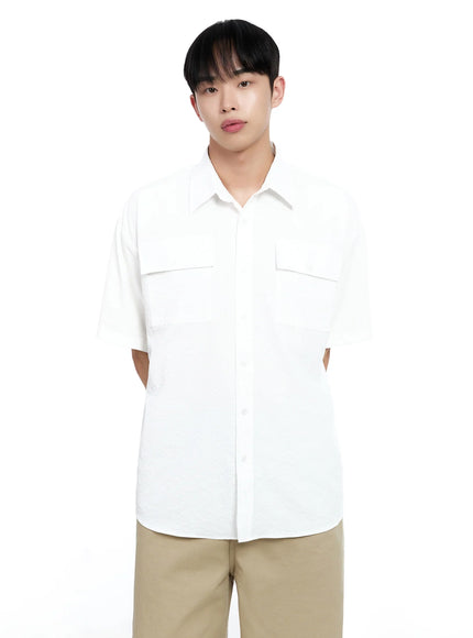 Men's Casual Crinkle Texture Shirt IG520