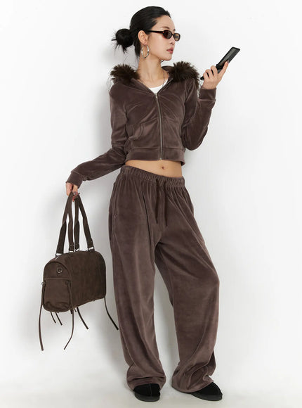 Wide Leg Velvet Track Pants CD508