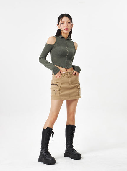Mid-Rise Cargo Mini Skirt CA313