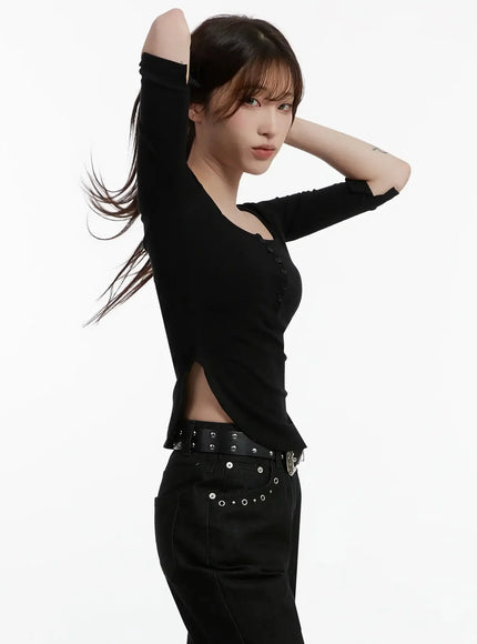 half-sleeve-square-neck-ribbed-top-ij516