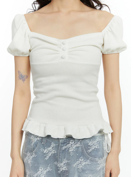 ruffled-puff-sleeve-lace-top-cf510