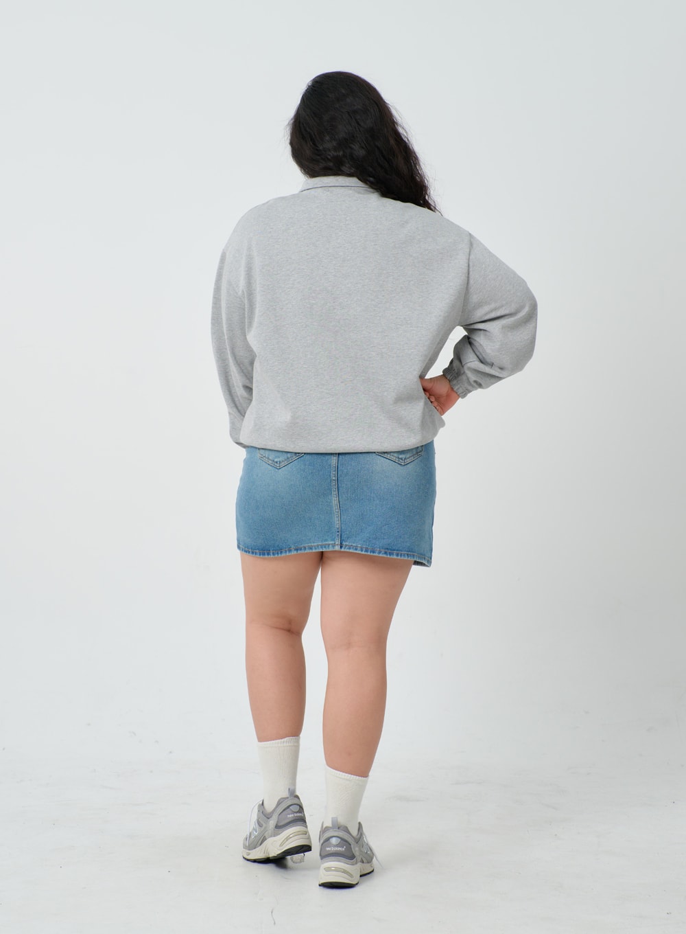 Plus Light Washed Mini Denim Skirt ID27