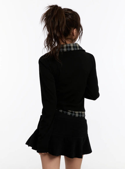 plaid-layered-long-sleeve-top-cn527
