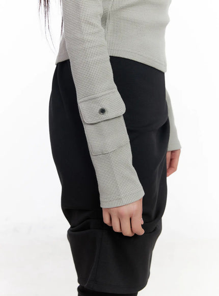 Waffle Knit Cropped Hoodie CM512