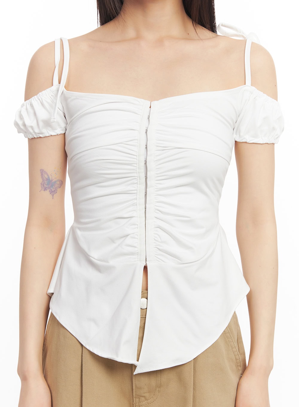 shirred-off-shoulder-puff-sleeve-top-ca523