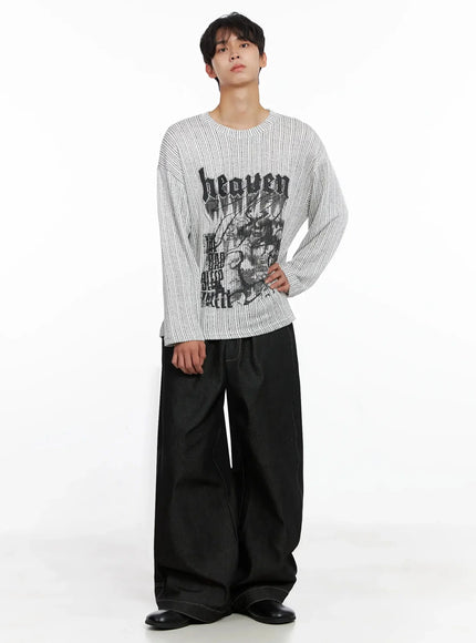 Men's Dark Denim Wide Pants IO516