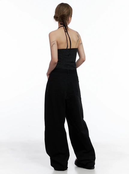 polka-dot-halter-v-neck-sleeveless-top-cl511