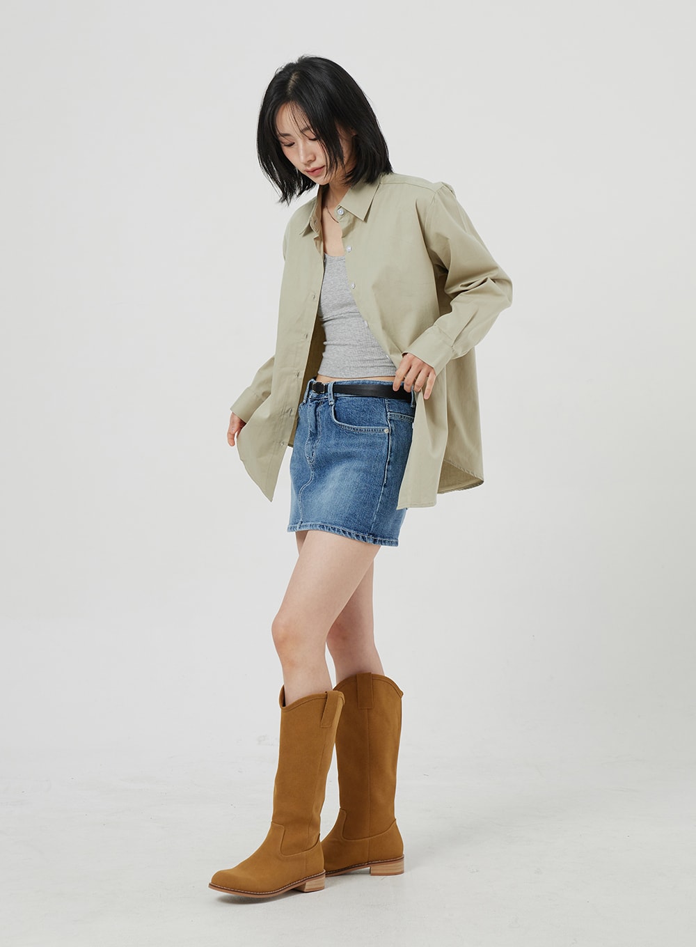 Mid-Rise Denim Mini Skirt OM303