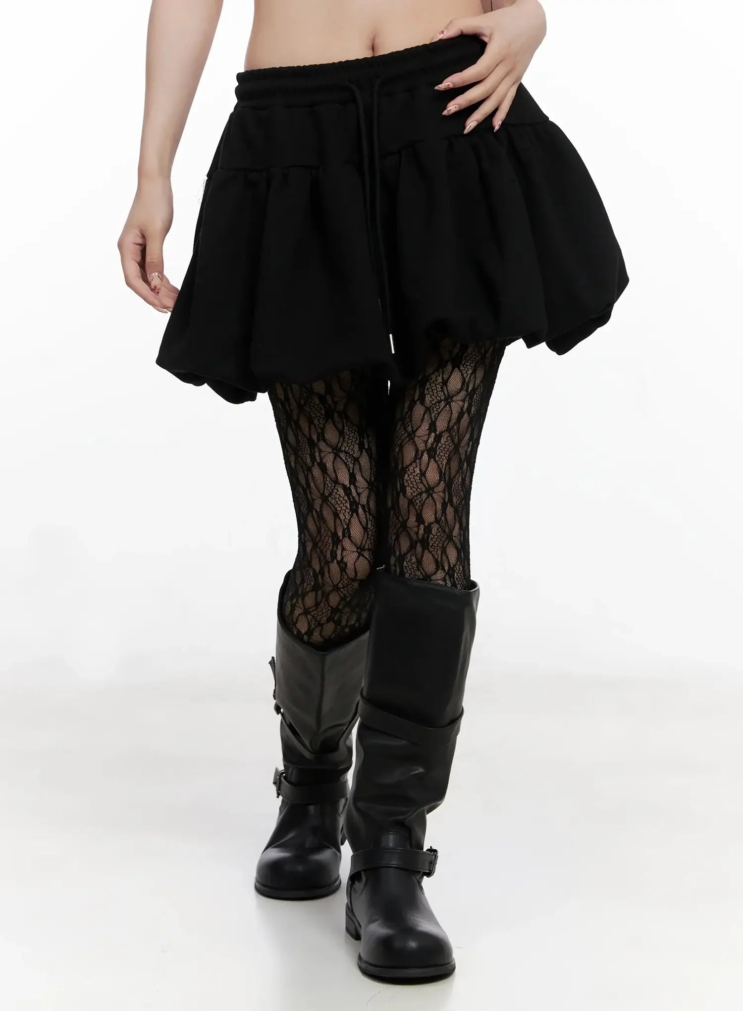 Balloon-Fit Flared Mini Skirt IN525