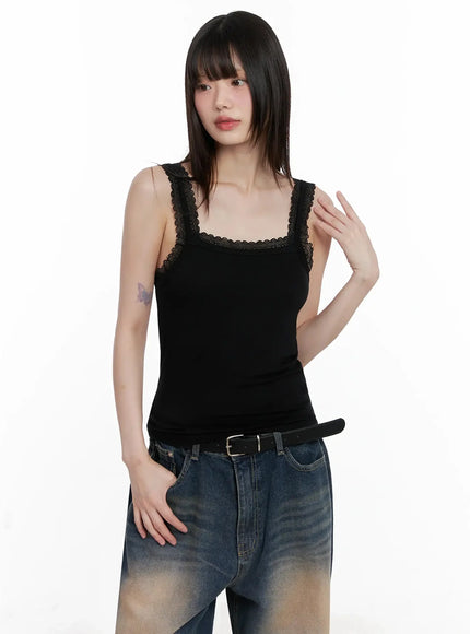 Lace-Trim Sleeveless Tank Top IL531