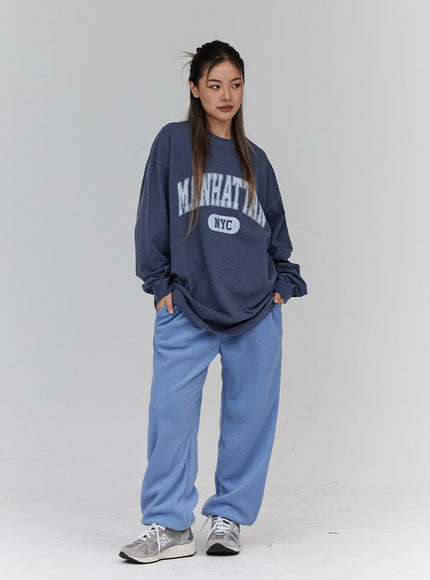 Lettering Print Oversize Long Sleeve T-Shirt Unisex CN21