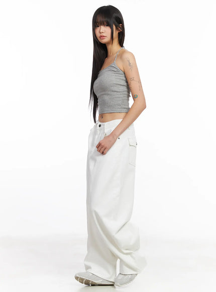 Ribbed Tie Halter Neck Top CF504