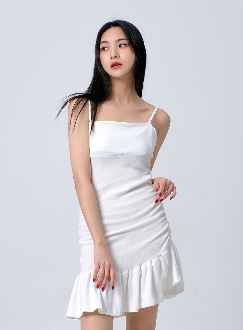 Thin Strap Frill Mini Dress BJ331