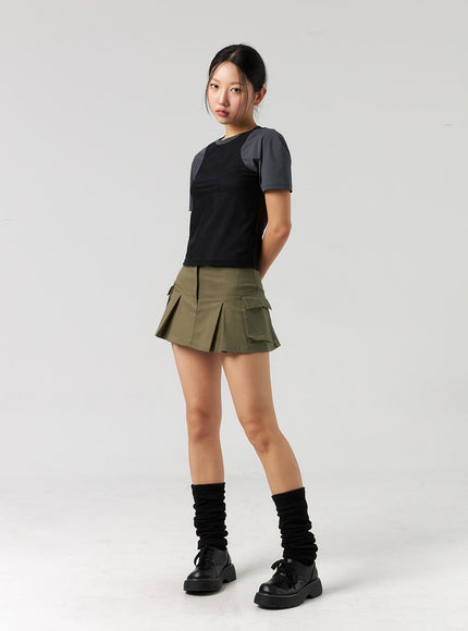 cargo-pleated-mini-skirt-cl326