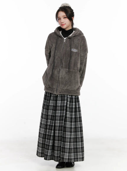 plaid-frill-maxi-skirt-cn527