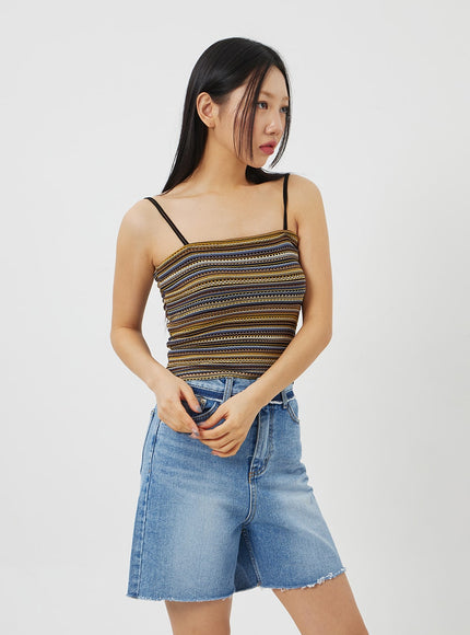 Stripe Thin Strap Top BF323