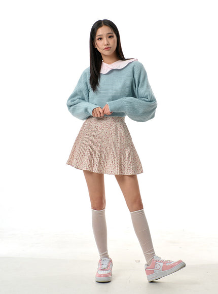 Cut Out Back Tie Detail Cropped Sweater BJ311