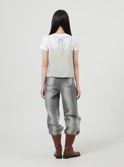 Satin Sleeveless Top OF327