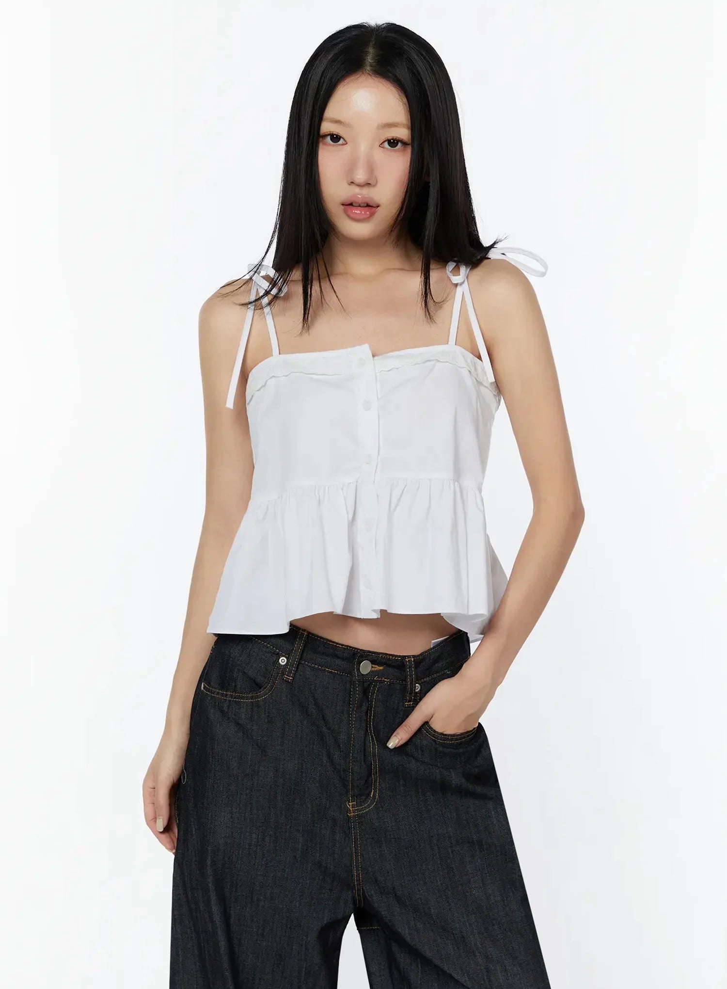 lace-trim-ruffle-blouse-iy526