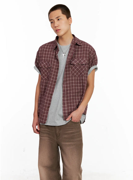 mens-plaid-short-sleeve-flannel-shirt-ig511