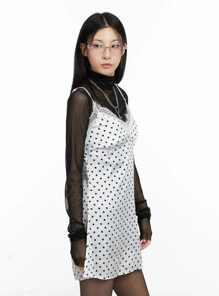 Polka Dot Satin Lace Mini Dress CG525