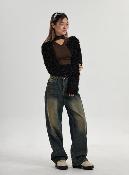 Vintage Washing Wide Leg Denim Pants CN14