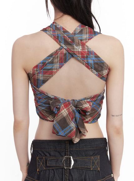 plaid-print-halter-top-cy520