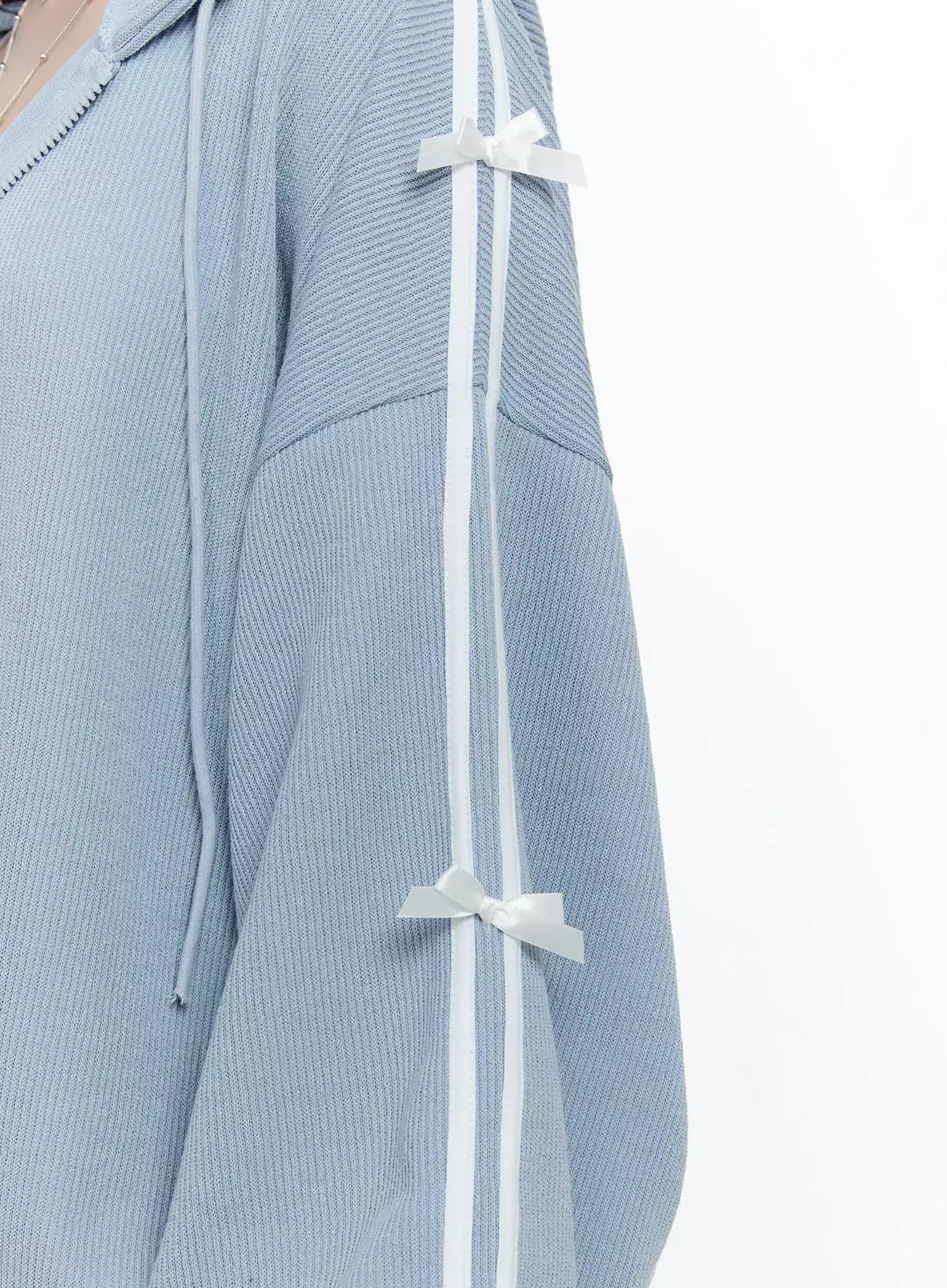 Contrast Oversized Zip-Up Hoodie IO527