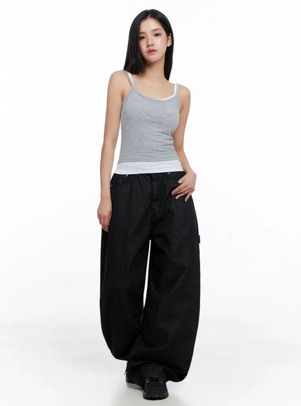 Lea Cross-Patch Baggy Jeans IS525