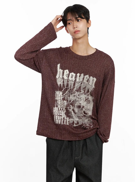 Men's Striped Graphic Knit Long Sleeve IO516