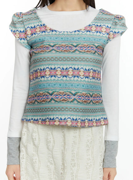 fair-isle-puff-short-sleeve-top-cf509