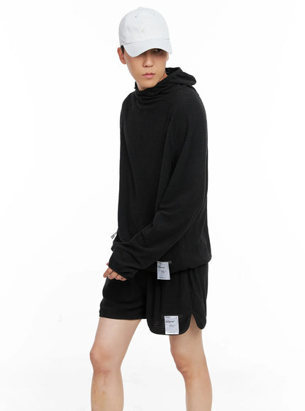 Men's Logo Detail Long Sleeve Hoodie IS502