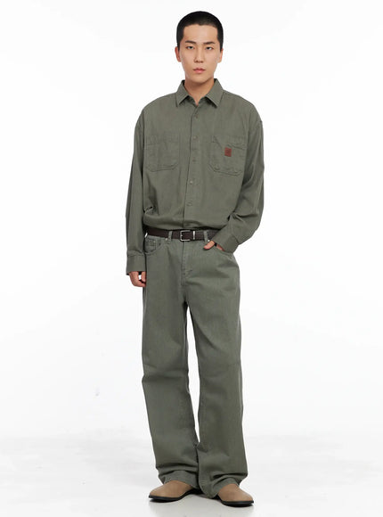 Men's Cozy Cotton Button-Up Shirt IG529