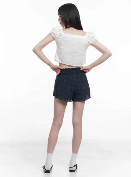 plaid-print-frilly-shorts-cu518