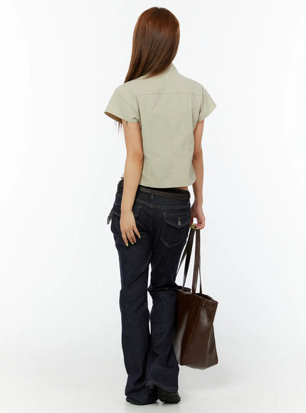 high-neck-buttoned-short-sleeve-jacket-cy520