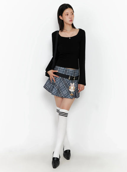 checkered-pleated-mini-skirt-is508