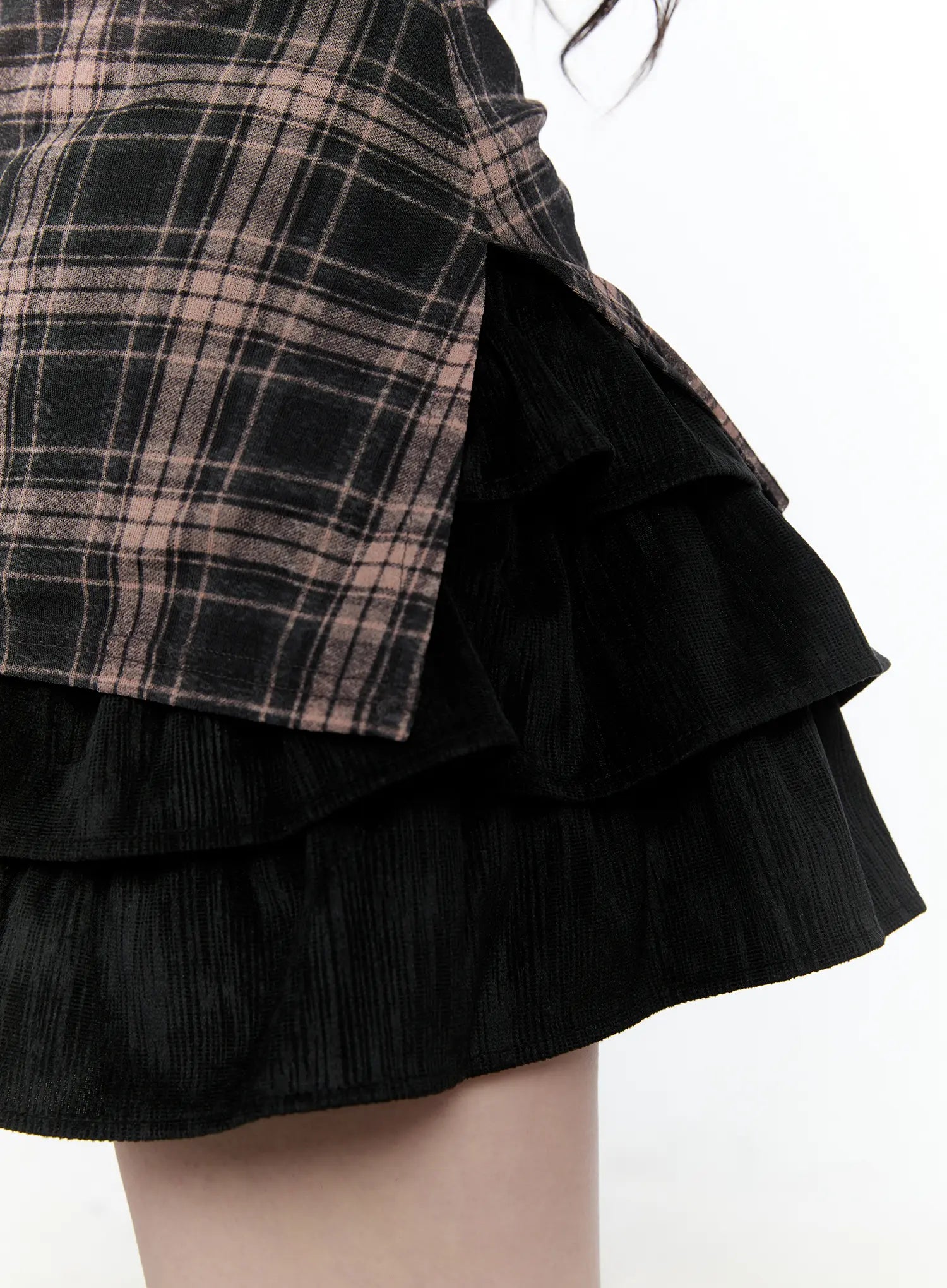 Plaid Tube Slit Top CN517