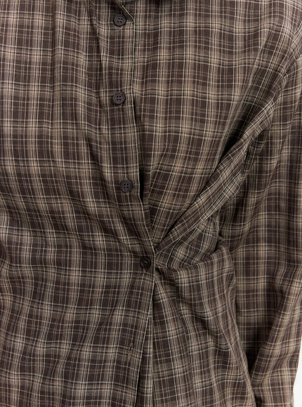 Oversized Plaid Button-Up Shirt CS501