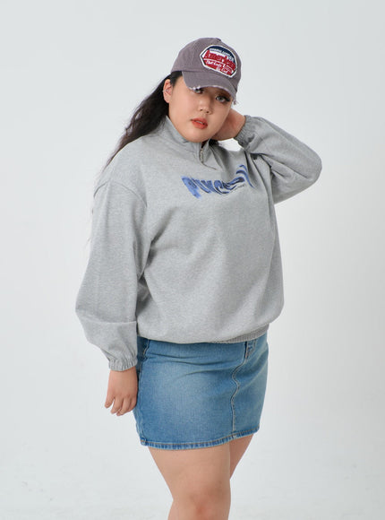 Plus Light Washed Mini Denim Skirt ID27