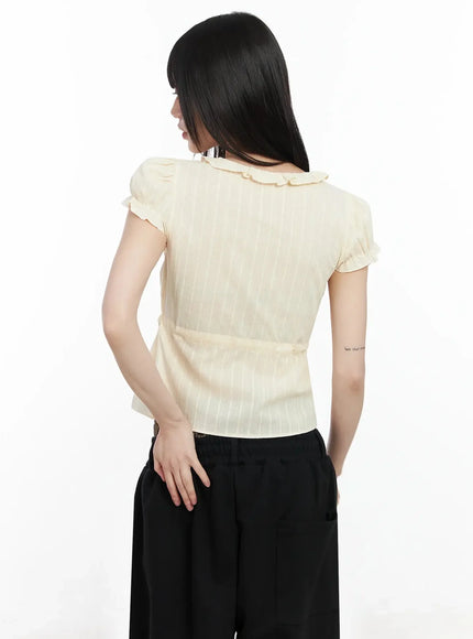 Ribbon Short Sleeve Blouse IM530