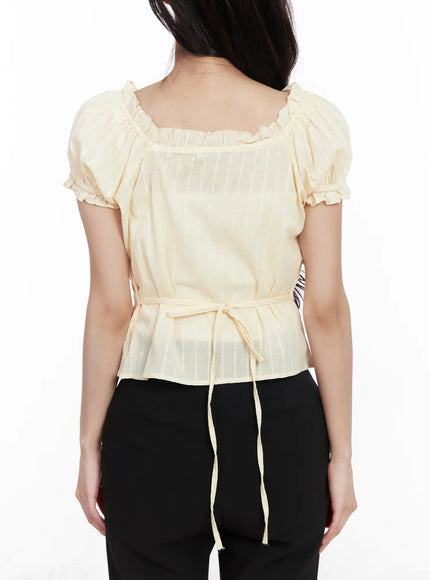 puff-sleeve-buttoned-blouse-with-back-tie-cm531