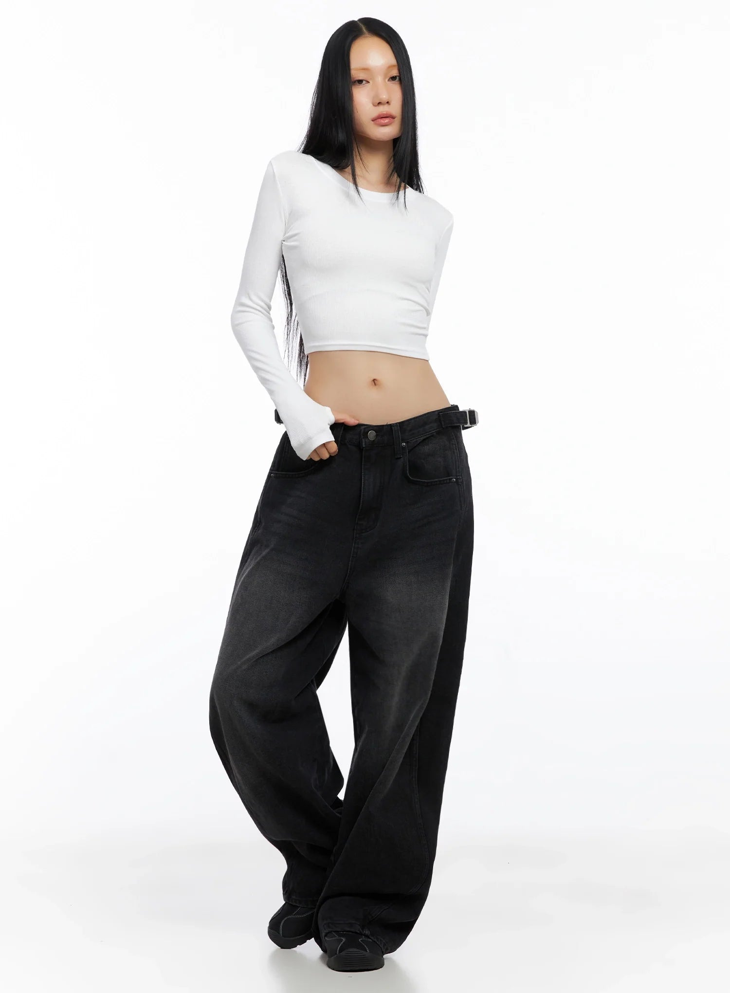 Ribbed Long Sleeve Crop Top IO517