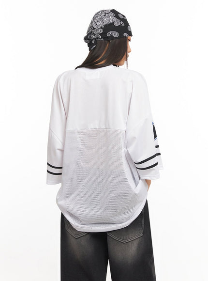 Oversized Mesh Graphic Tee IA504