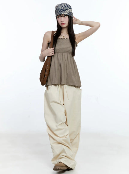 Oversized Pintuck Wide-Leg Pants CG507