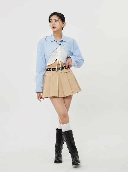 Pocket Pleated Mini Skirt BF315