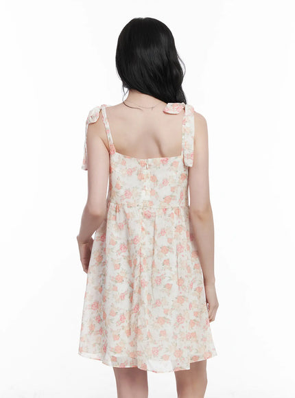 Chiffon Floral Tie Strap Mini Dress CA509