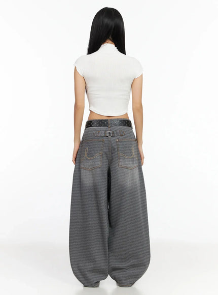 Novah Check Wide-Leg Jeans CA513