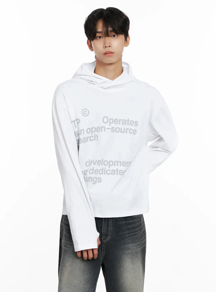 Men's Lettering Hand Warmer Hoodie IO516