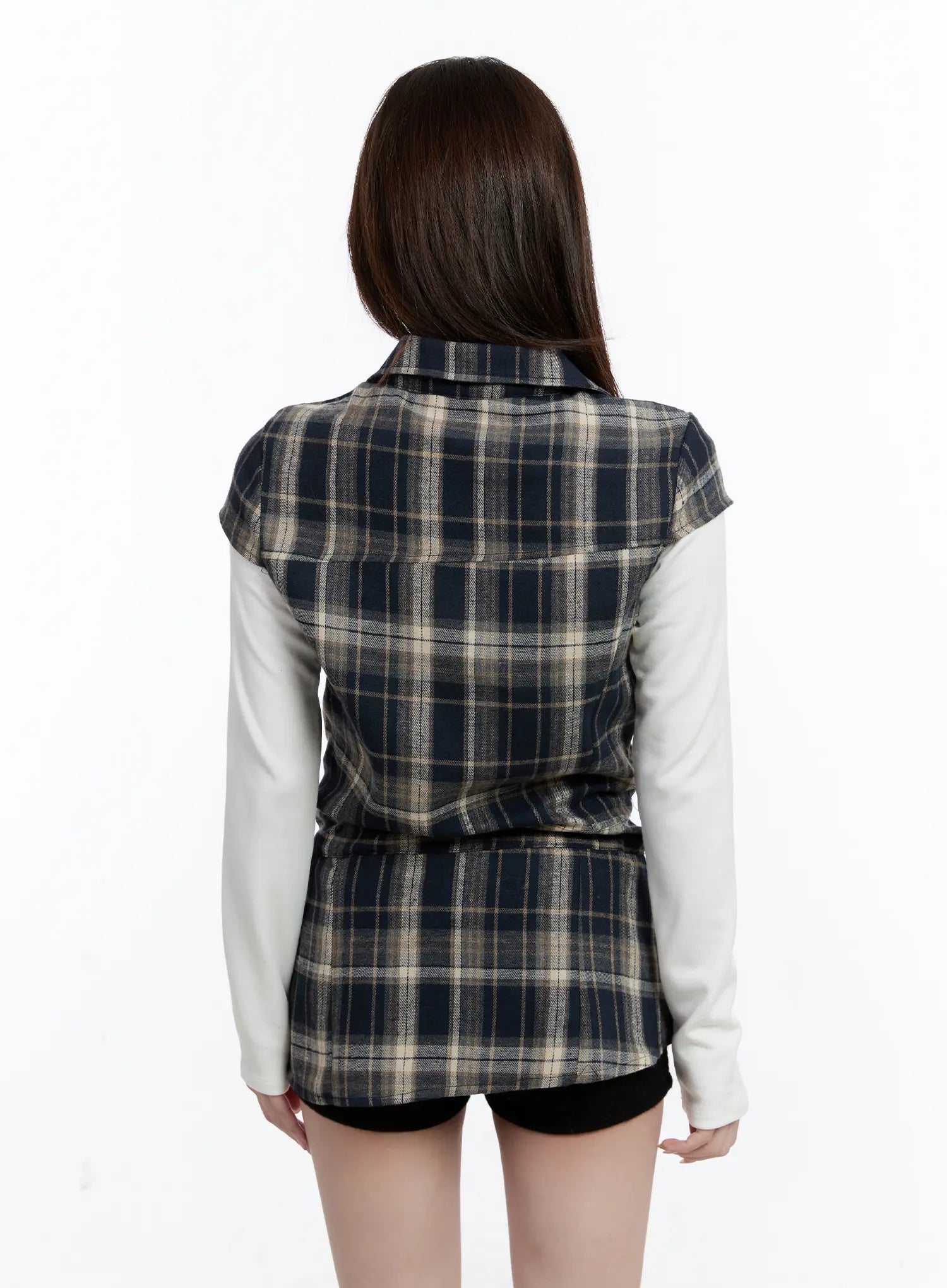 plaid-short-sleeve-mini-dress-cn525